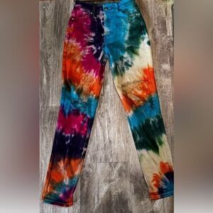 Fashion Nova Tie dye 5 pocket classic ripped-torn sz 1